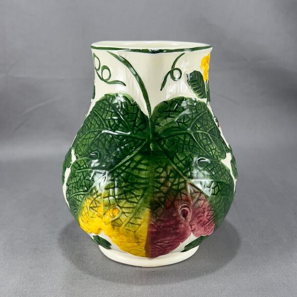 Vtg Ceramic Art Pottery 3778 Pitcher Majolica Strawberries Grapes West Germany - Picture 5 of 16
